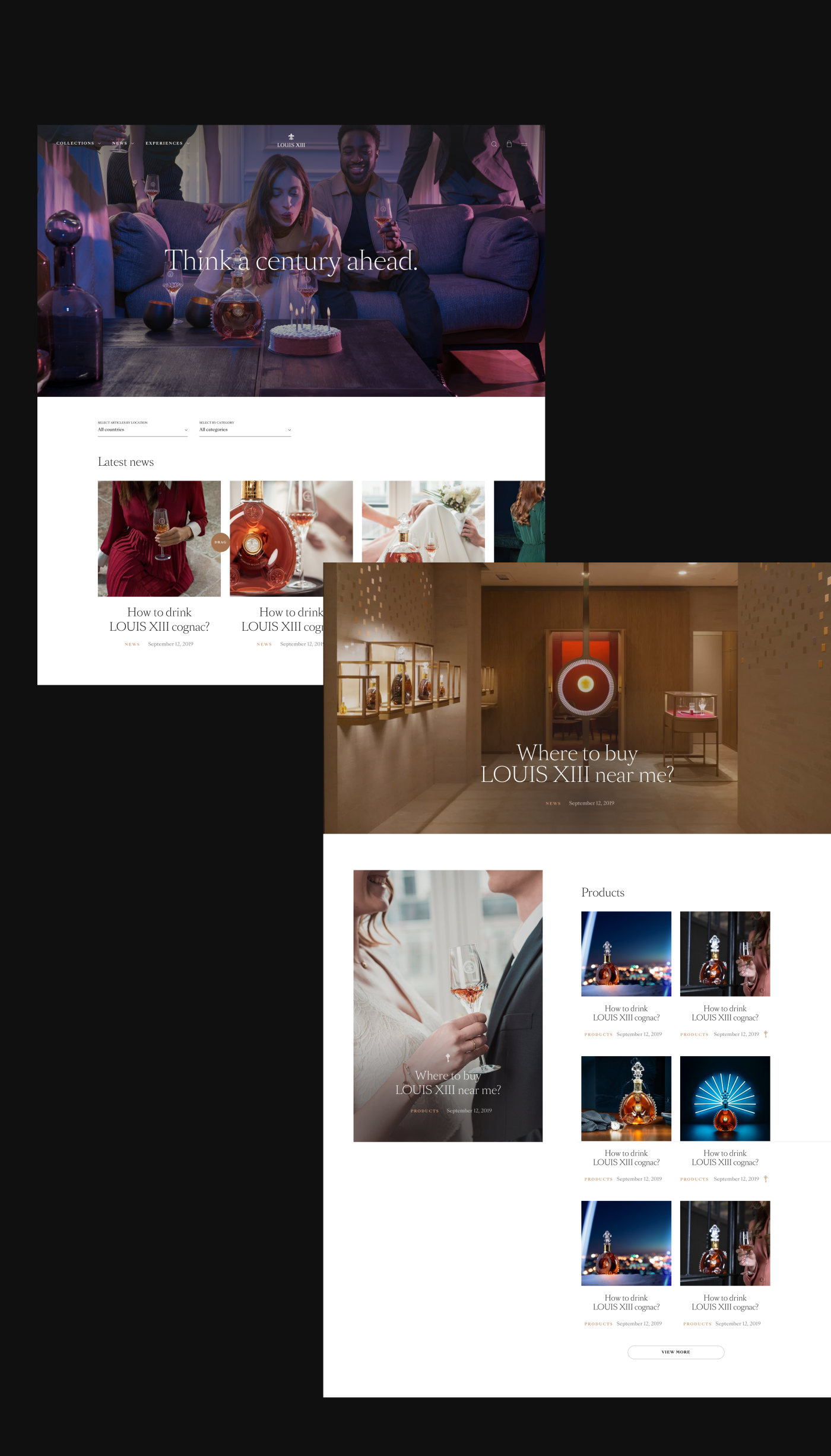 Digital Art Direction, UI Design and UX Design: LOUIS XIII Cognac Website  by Amandia