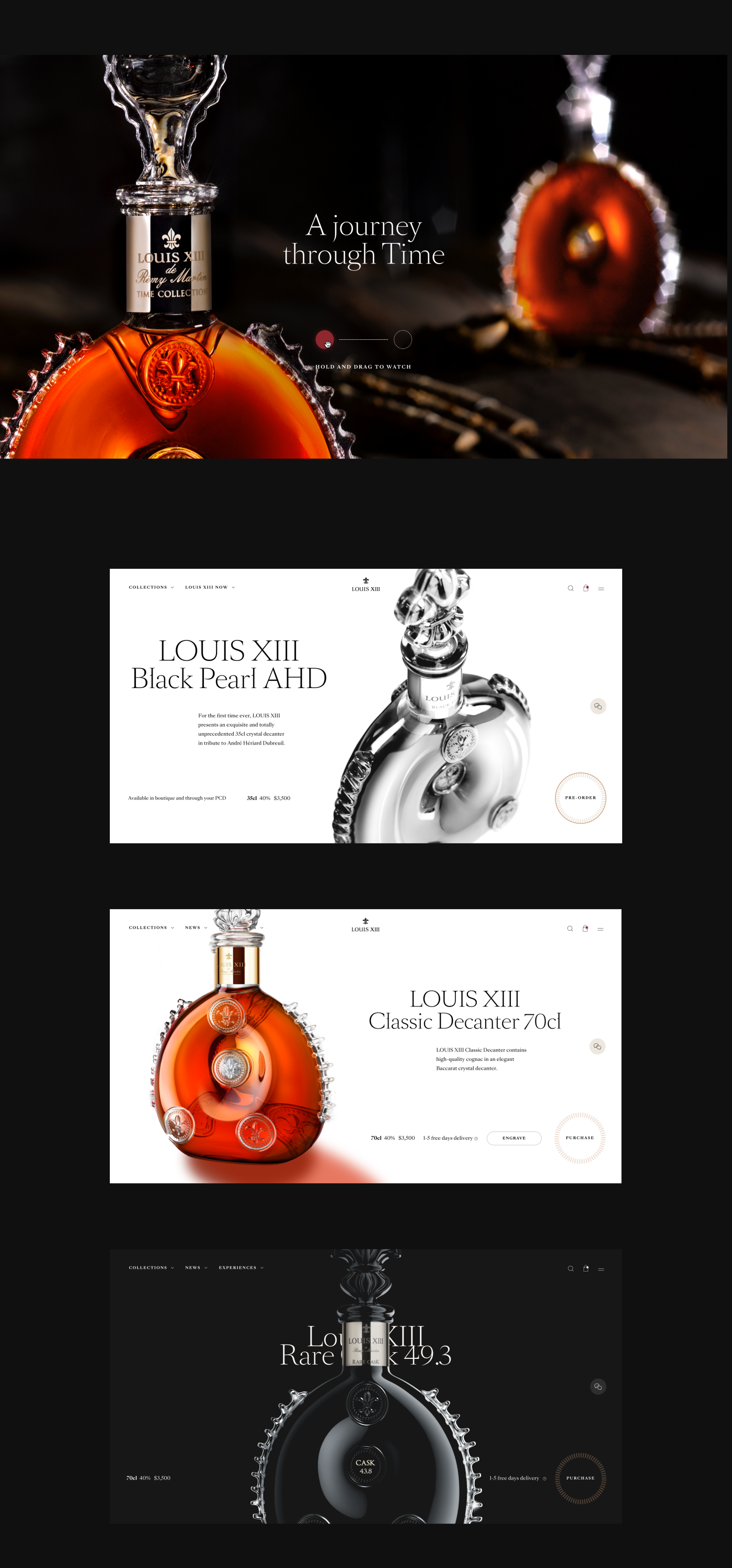 Digital Art Direction, UI Design and UX Design: LOUIS XIII Cognac Website  by Amandia