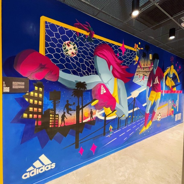 Adidas • mural in a flagship store (Claye-Souilly)