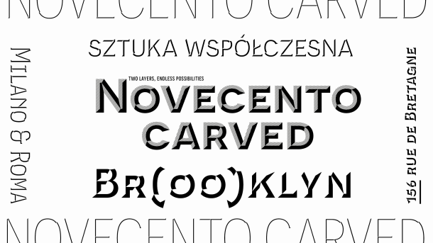 Novecento Carved type design